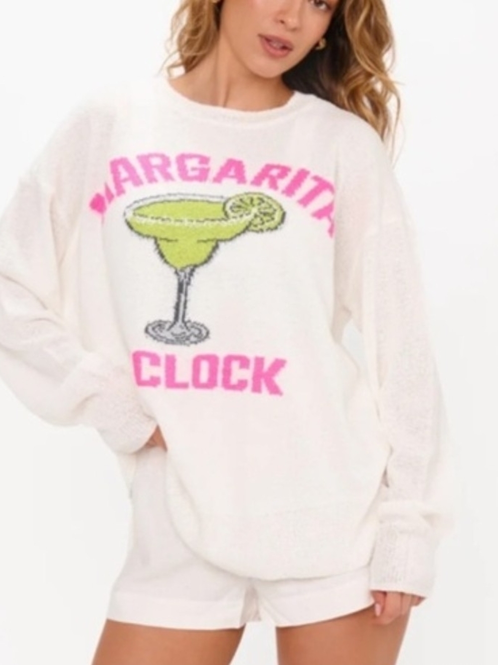 New Show Me Your MuMu Sweater Margarita Clock Oversized Cream Knit Size Large